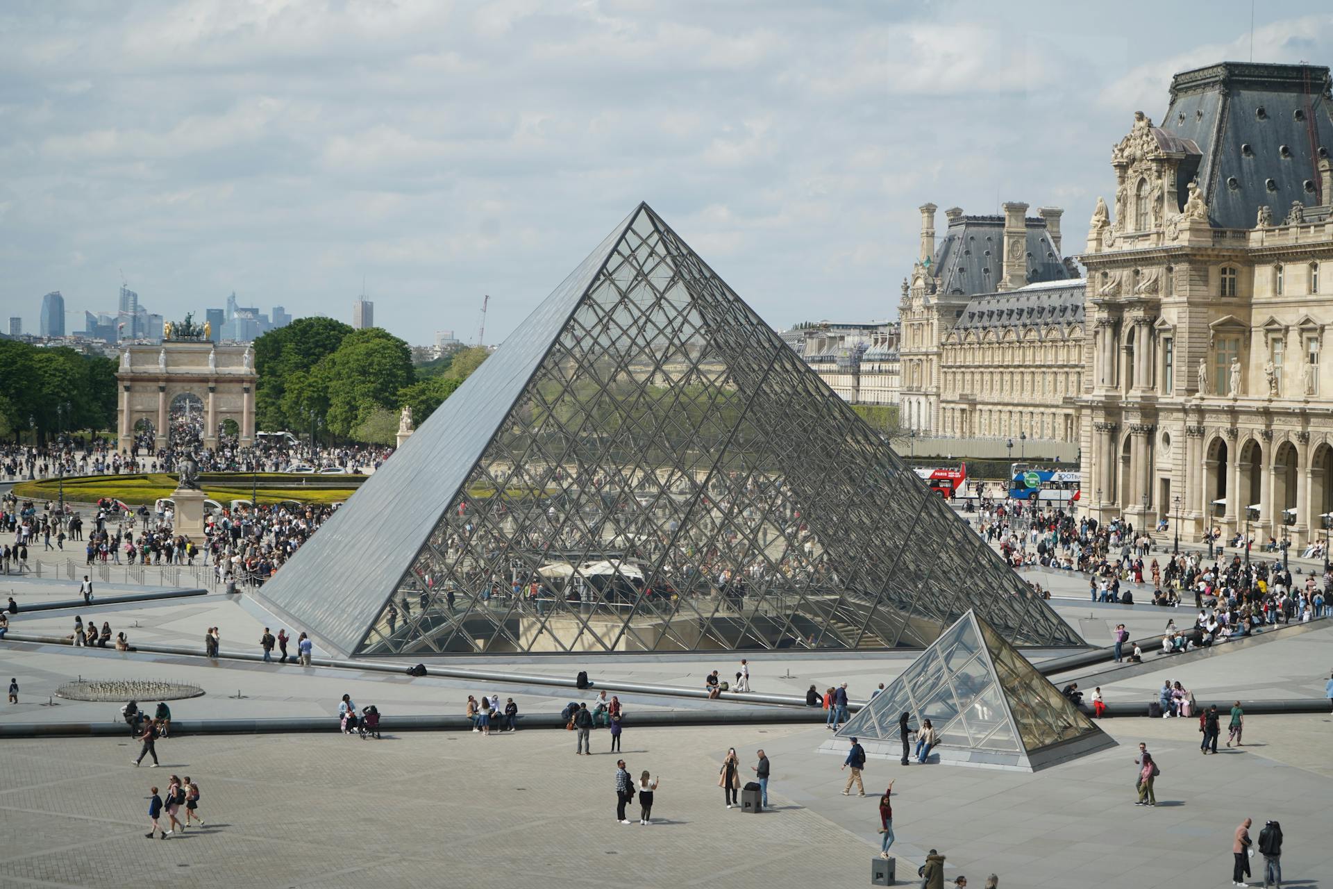 Iconic Louvre Pyramid in Paris France